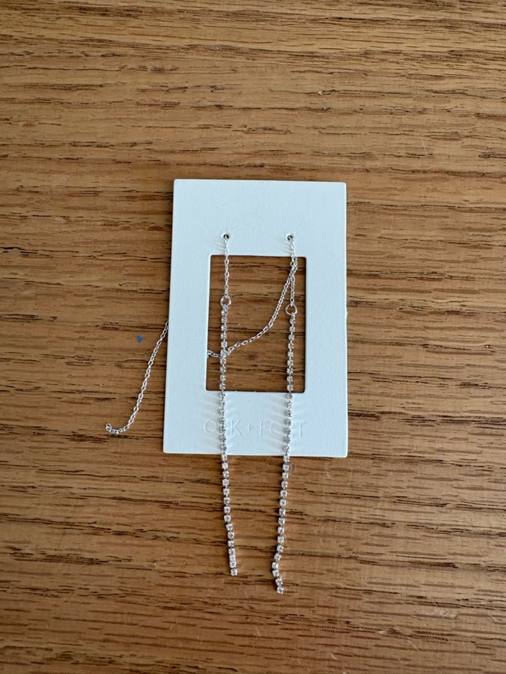 Thread Dangle Chain Earrings - Silver